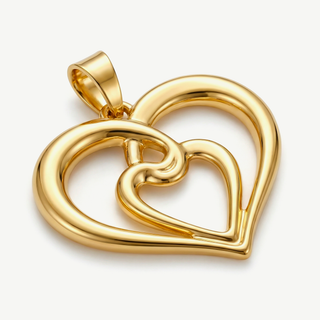 Ciondolo Doppio Cuore Intrecciato in Oro