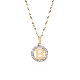 Collana Fabiani in argento con pendente iniziale B in oro giallo 9Kt e crystal white