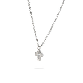 Collana Meridien Jewels in Acciaio con Ciondolo Croce in Zircone