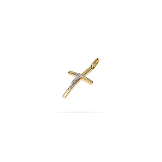 Ciondolo Fabiani croce in oro giallo e bianco 9Kt - Fabiani Gioiellerie