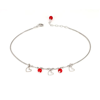 Cavigliera Fabiani in argento 925 con cuori - Fabiani Gioiellerie
