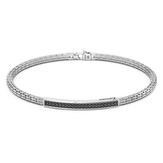 Bracciale Zancan in argento con targa e pietre nere - Fabiani Gioiellerie