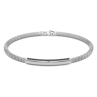 Bracciale Zancan in argento con targa e pietre nere - Fabiani Gioiellerie