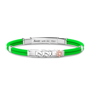 Bracciale Zancan in kevlar verde con maglia grumette - Fabiani Gioiellerie