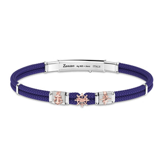 Bracciale Zancan in kevlar blu con elementi nautici - Fabiani Gioiellerie