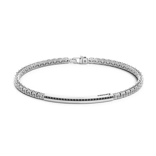 Bracciale Zancan in argento con targa e pietre nere - Fabiani Gioiellerie