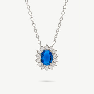 Collana Meridien Jewels con Pendente Blu e Zirconi in Acciaio