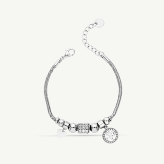 Bracciale Meridien Jewels in Acciaio con Ciondoli e Zirconi