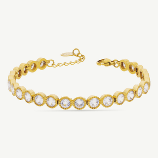 Bracciale tennis Meridien Jewels in acciaio dorato con zirconi