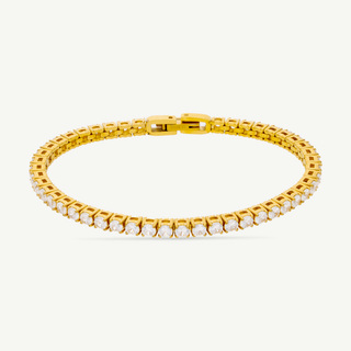Bracciale tennis Meridien Jewels in acciaio dorato con zirconi