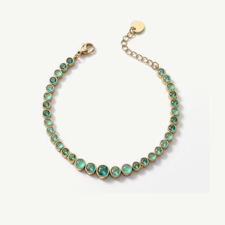 Bracciale Tennis con Zirconi e Cabohon - Verde