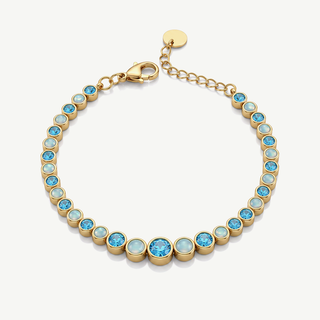Bracciale Tennis con Zirconi e Cabohon - Celeste