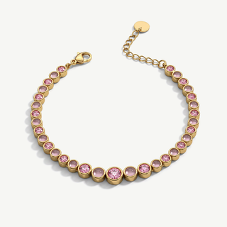 Bracciale Tennis con Zirconi e Cabohon - Rosa