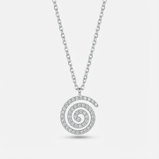 Collana Meridien in acciaio con ciondolo spirale pavé