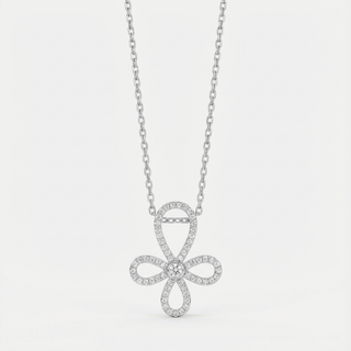 Collana Meridien in acciaio con ciondolo a fiore pavé