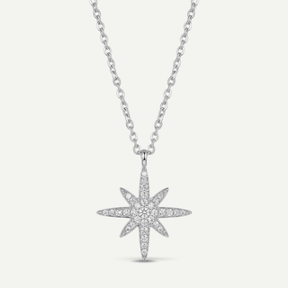 Collana Meridien in acciaio con ciondolo stella pavé