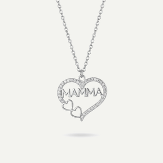 Collana Meridien in acciaio con cuore “Mamma”