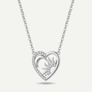 Collana Meridien in acciaio con cuore sole e luna