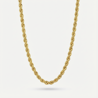 Collana Meridien in acciaio con catena rope dorata