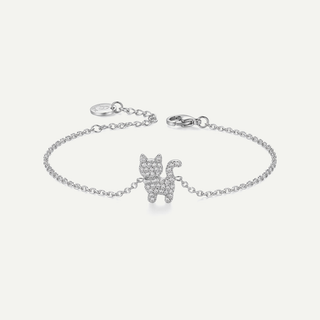 Bracciale Meridien in acciaio con gatto pavé