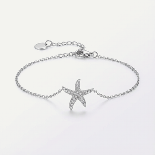 Bracciale Meridien in acciaio con stella marina pavé