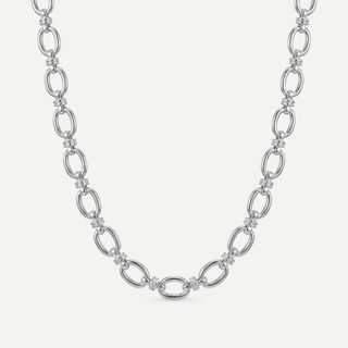 Collana Meridien in acciaio con maglie ovali intrecciate