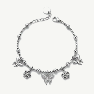 Bracciale con Fiori e Farfalle Pendenti