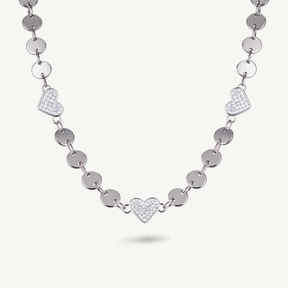Collana cuori pavé zirconi bianchi argento 925 Fabiani