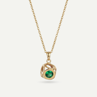 Collana Fabiani in oro 9kt con cubo e zircone verde