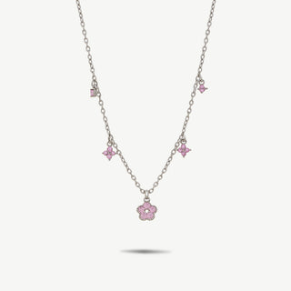 Collana Fiore Zirconi Rosa Argento 925 Fabiani
