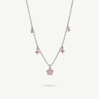 Collana Fiore Zirconi Rosa Argento 925 Fabiani