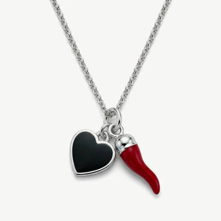 Collana Fabiani con Cuore e Corno Portafortuna in Argento