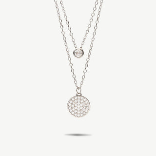 Collana doppio punto luce zirconi bianchi argento 925 Fabiani