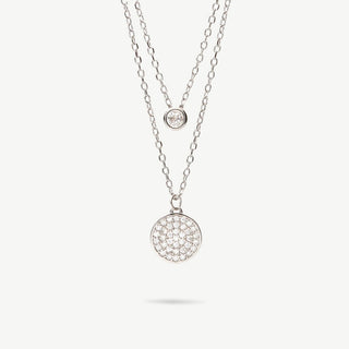Collana doppio punto luce zirconi bianchi argento 925 Fabiani