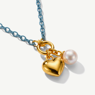 Collana Fabiani in argento 925 con catena celeste e charm cuore