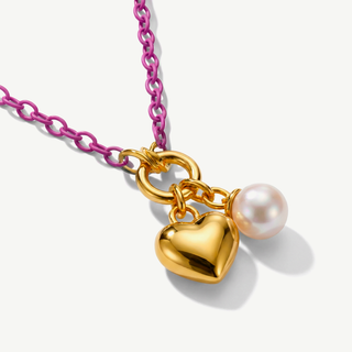 Collana Fabiani in Argento 925 con Catena Rosa e Charm Cuore
