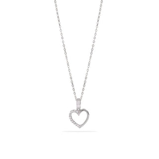 Collana Fabiani con pendente cuore in oro bianco e zirconi - Fabiani Gioiellerie