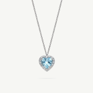 Girocollo Fabiani in oro bianco 18Kt con acquamarina a cuore e diamanti