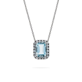 Collana Fabiani con acquamarina 0,70 Ct e diamanti Ct 0,12