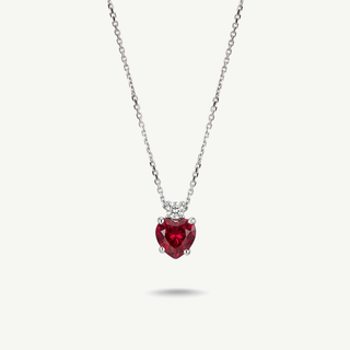 Collana Gemmarara in oro bianco 9Kt con cuore e diamanti