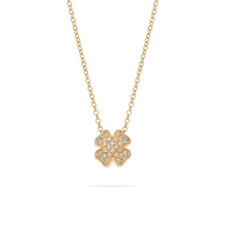 Collana Bubble a quadrifoglio in oro giallo 18Kt con diamanti