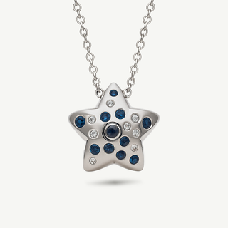 Collana Bubble Stella in Oro Bianco con Zaffiri 0.14 ct e Diamanti 0.02 ct