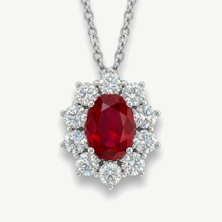 Collana Fabiani Oro Bianco 18Kt con Rubino e Diamanti