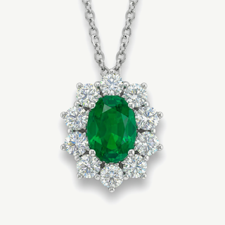 Collana Fabiani Oro Bianco 18Kt con Smeraldo 0,45Ct e Diamanti 0,35Ct
