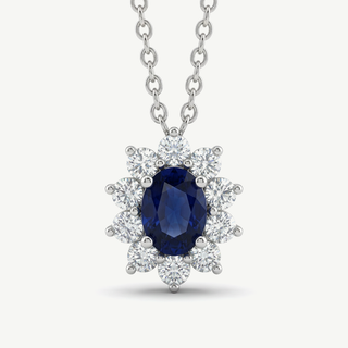 Collana Fabiani Oro Bianco 18Kt con Zaffiro e Diamanti