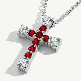 Collana Fabiani Croce con Diamanti e Rubini