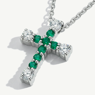 Collana Fabiani Croce con Diamanti e Smeraldi
