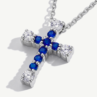 Collana Fabiani Croce con Diamanti e Zaffiri