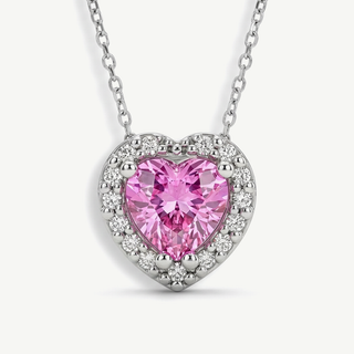 Girocollo a cuore con zaffiro rosa e diamanti in oro bianco
