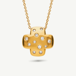 Collana Bubble Croce in Oro Rosa e Diamanti 0,16ct